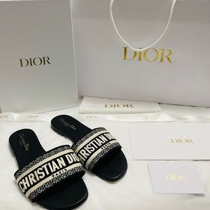 Christian Dior Dway Black and White Slides.